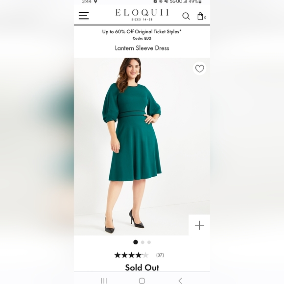 Eloquii plus size 18w half sleeve green dress - Picture 1 of 2